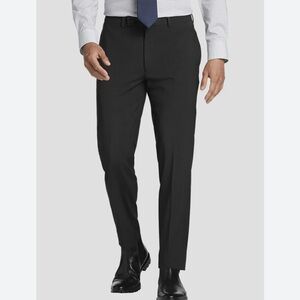 CALVIN KLEIN Slim Fit Black Pinstriped Dress Pants